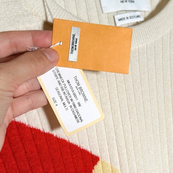 Thom Browne Multicolour Yellow Red Blue Ribbed Cashmere Sweater - Picture 8 of 10